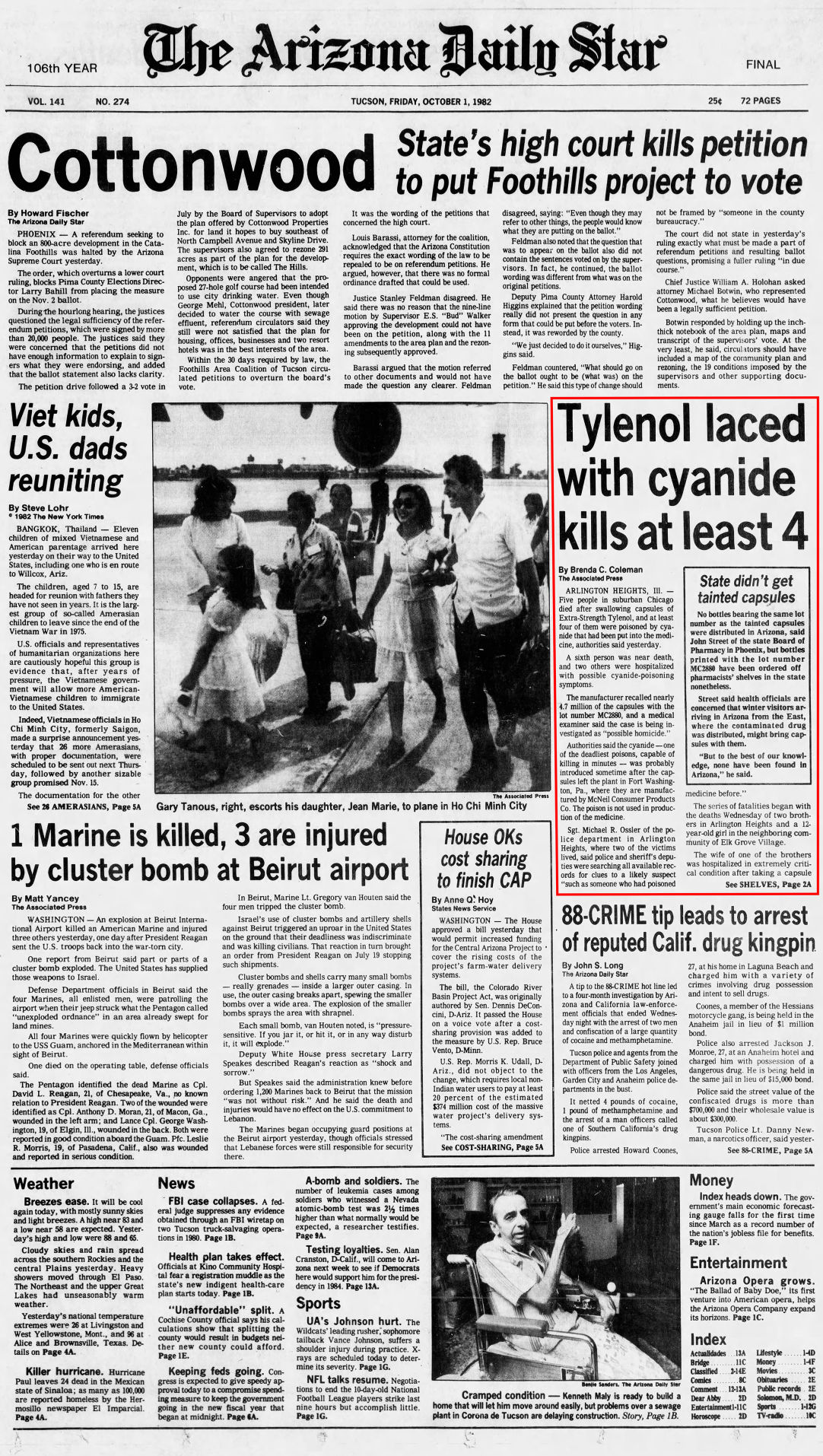 Oct. 1, 1982: Cyanide-laced Tylenol